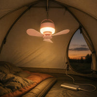 USB Ceiling Fan Light 3 Speed Rechargeable Hanging Fan Quiet for Students