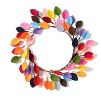 Wreath with Textile Leaves Decorative Handmade Leaf Wreath Autumnal for Thanksgiving