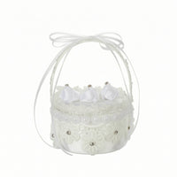 Wedding Band Box Decorative Band Box with Handle Round for Engagement Proposal