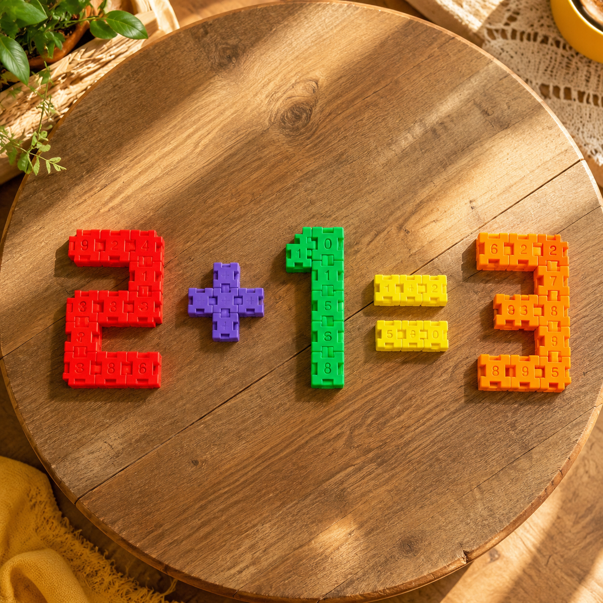 Geometric Number Building Blocks Toy for Kids 1-8 Years Old, DIY Castle House Small Square Blocks
