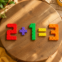 Geometric Number Building Blocks Toy for Kids 1-8 Years Old, DIY Castle House Small Square Blocks
