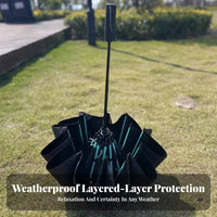 Windproof Sun and Rain Umbrella Black Vinyl Coating Automatic Travel Umbrella Protection UPF 50+ for Men, Commuters