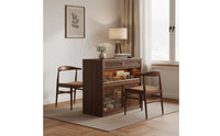 Solid Wood Dining Island Space Saving Retractable Sideboard with Desk