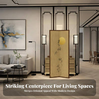 Modern Chinese design Multi-Panel Folding Screen serene Inspired Design 4-Panel Divider Foldable Room Partition Movable for Apartment Dwellers, Interior Designers, Dorm Residents, Entrypath, Bedroom