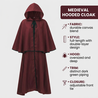 Hooded Cloak Maxi Cape, Fancy Dress Costume Halloween, Hooded Cloak Maxi Polyester, Fancy Dress Cost - Image 6