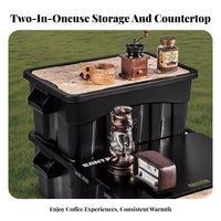 Stackable Utility Box with Table Lid Heavy-Duty Camping Trunk Portable Handles