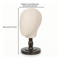 Freestanding Fabric Mannequin Head with Wooden Stand Countertop Mannequin Head with Wood Base Sturdy Hat Display Long-Lasting for Boutiques, Vanity