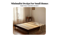 Floating Bed Frame Headboard-Less Bedroom Furniture Low height Mattress Support for partners, Minimalists, Apartment, Guest Room, attic