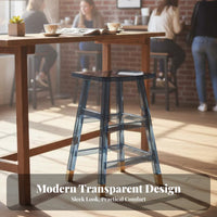 Transparent High Stool Easy to Clean Transparent High Chair Armless for Adults