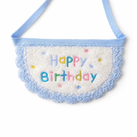 Embroidered Dog Birthday Pet Costume Set, Spotted Cotton-Polyester Bib & Hat, Dog Birthday Present for Pet Owners
