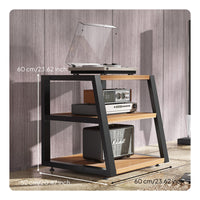 4 Pieces Stereo Component Shelf Audio Tower Amplifier Rack Steel and Wood Media Furniture Turntable Stand with Ventilated Design Suitable for Living Room Home Theater Home Entertainment Listening Station Household Furniture