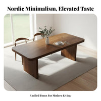 Rectangular Pedestal Table Nordic Design Dining Furniture Grain Kitchen Island for Homeowners, Hosts, Living Room, Home Office, Morning Dining Corner