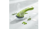 Soap Dispensing Dish Brush Non-Slip Grip Pan Scrubber with Soap Dispenser Easy to Refill Long Handle Pot Brush for Pots and Pans