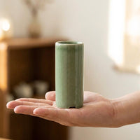 Plant Pots for Indoor Plants and Bonsai Pot, Glazed Chinese Style Indoor Plant Pot for Home Office, Handmade Small Cylindrical Ice Crack Design