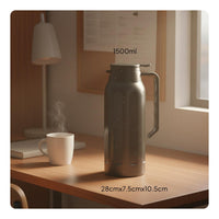 1.5 L Large Capacity Vacuum Vacuum Insulated Container Jug Double Wall Insulation Stainless Steel Vacuum Insulated Container Handle Insulated Water Bottle Leakproof for Dorm Students, Home