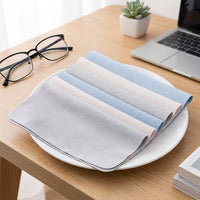 Suede Microfiber Glasses Cleaning Cloth with Glasses Cleaner, 15cm x 15cm Glasses Wipes for Screens, Reusable Textured Sand Gray Blue Wipes