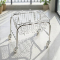 Mobile Wire Storage Basket with Wheels Sturdy Metal Wire Utility Cart Rust-Resistant Rolling Organizer with Hooks Easy to Clean for Students, Teachers, Office, Classroom, Reading Corner
