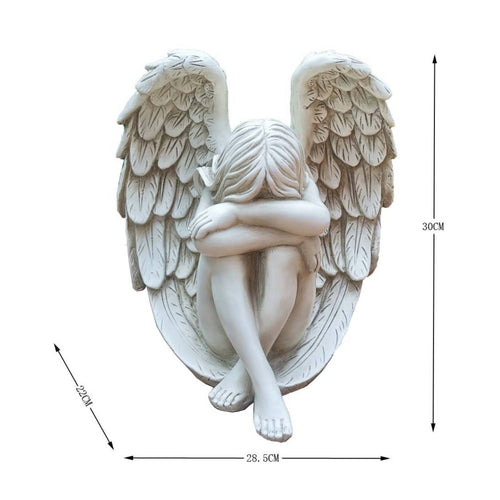 Hugging Legs Angel Statue Outdoor Decoration Angel Girl Figurine Long-Lasting