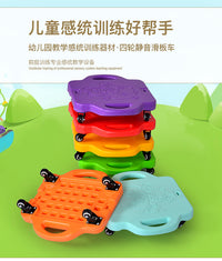 Kindergarten Large Scooter Board for Sensory Training, Four-Wheel Balance Board for Kids