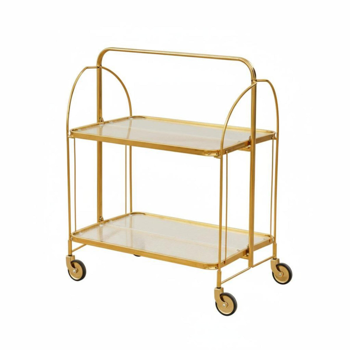 2-Tier Foldable Utility Cart Mobile with casters Household Furniture for Home Use