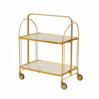 2-Tier Foldable Utility Cart Mobile with casters Household Furniture for Home Use