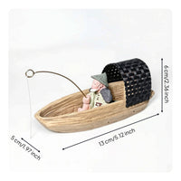 Boat Ornament Rustic Boat Sculpture Wood Look Table Centerpiece for Tabletop, Aquarium