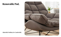 Light Luxury design Upholstered Highspine rocking seat Soft Upholstery Modern Upholstered rocking seat Plush Cushioning Rocking Chair Padded Seat for Adults, Homeowners, New Parents, Balcony, Bedroom, study corner, Home Office