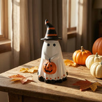 Spirit Figurine with Pumpkin Spooky Witch Hat Spirit Statue Eerie