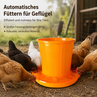 Chicken Feeder 20kg, Automatic Feeder for Poultry, Ducks and Geese, Robust Yellow Feeding Trough 53cm High