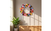 Wreath with Textile Leaves Decorative Handmade Leaf Wreath Autumnal for Thanksgiving
