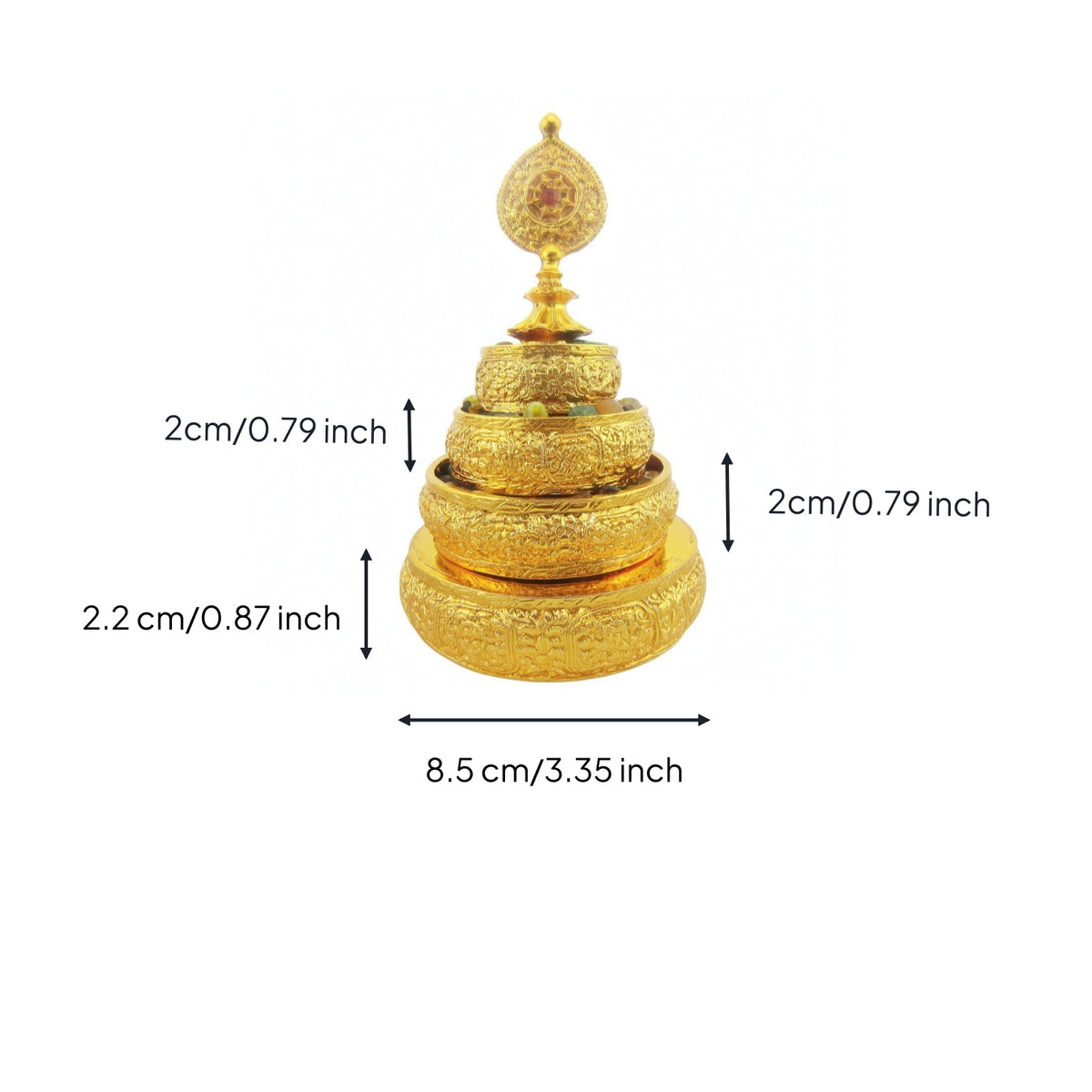 Gilded Tiered Mandala Plate Copper-Alloy Mandala Offering Plate Multi-Tier Ritual Object Ornate for Buddhist Practitioners, Display