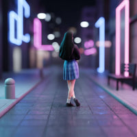 1/64 Scale Girl Figurine 3D Printed Miniature Schoolgirl Figure Hand Painted