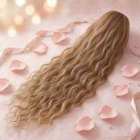 Drawstring Attachment Wavy Ponytail Adjustable Straps Heat Resistant Ponytail Extension Inner Net Wavy Hairpiece Long