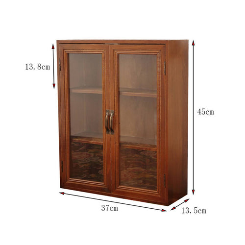 Retro Storage Cabinet Glass Doors Dust Proof Rustic Countertop Organizer