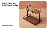 Wooden Makeup Rack with Drawer Space-Saving Cosmetics Organizer Large Capacity