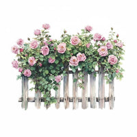 Floral Fence Wall Sticker Self Floral Fence Wall Decal Romantic House Decoration for Hallway, Door, Washroom