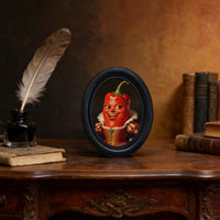 Solid Wood Picture Frame with Abstract Design, Oval, Painted, Includes Picture