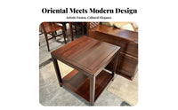 Square Corner Table with Drawer New Chinese Design Home Furniture Sintered Stone Top Dual-Level Shelf for Renters, Adults