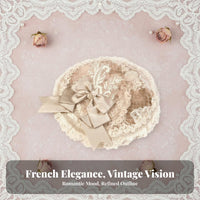 Lace headpiece with hare Ears Rococo design Dome Hat French Inspired for celebration