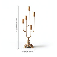 Five-Arm Candelabra Branched Candlestick Holder with Five Arms Portavelas Alto Decorativo Candelabro De Cinco Brazos Elegante