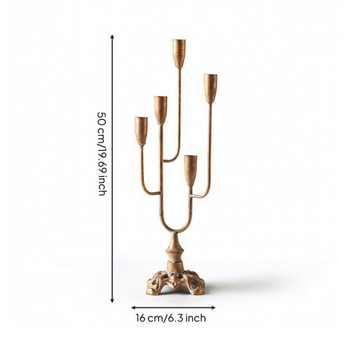 Five-Arm Candelabra Branched Candlestick Holder with Five Arms Portavelas Alto Decorativo Candelabro De Cinco Brazos Elegante
