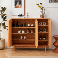 Wooden Shoe Box, Entryway Storage, Cherry Wood, 90cm High, Shoe Cabinet, 38cm Depth, Entryway Locker, Assembly Required