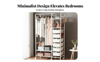 Easy Assembly Independent Standing Coat Rack Sturdy Independent Standing Closet Organizer Thickened Steel Frame Metal Clothing Rack with Shelf Strong Load Bearing for Homeowners, Boutique Owners, Bedroom, Entryway, Apartment, Laundry Room