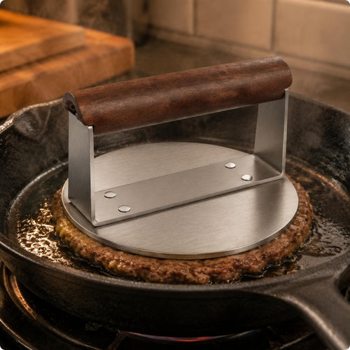 Burger Patty Press Stainless Steel Burger Press Wood Handle