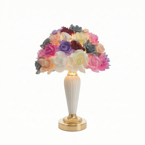 Table Lamp with Flower Lampshade Ambient Accent Light Elegant for Wedding