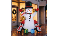 Outdoor Inflatable Snowman with Penguins Playful Christmas Inflatable Snowman Self-Inflating Yard Display Long-Lasting for Families
