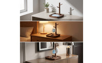 Wooden Organizer with Hooks Compact Holder Multi-Functional for Desktop, Dresser