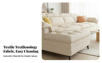 Chaise Sectional with Adjustable Headrests French Cream and design Living Room Furniture Small Space accommodating right-angled Couch for Homeowners, Lounge Area