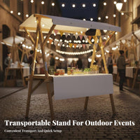 1 Piece Foldable Wooden Market Booth Effortless Assembly Portable Vendor Stand Sturdy Construction Suitable for Agricultural Markets Craft Fairs Promotional Events Temporary Retail Spaces