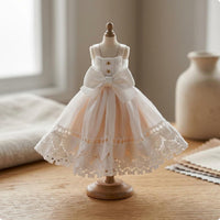 OB11 Doll Dress Bow Waist Sleeveless Doll Dress Decorative Buttons 1/12 BJD Outfit